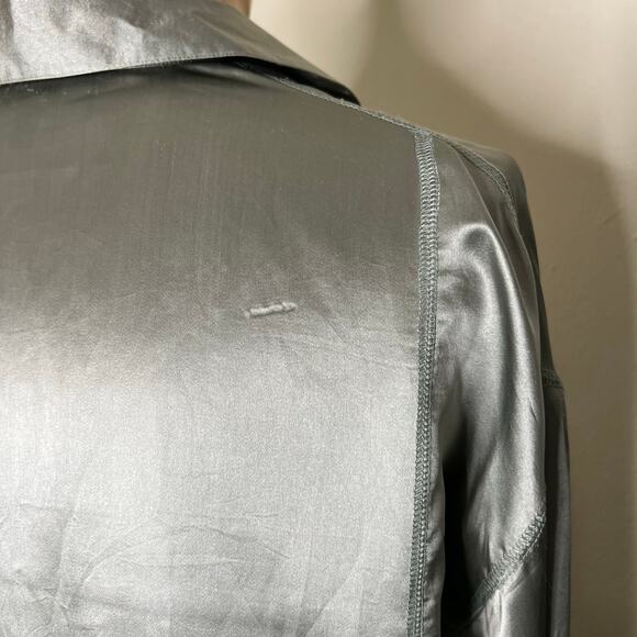 Carole Little for Saint Tropez West 2 Piece Set 6/8 Silver Silk Pants Shirt 80s - Picture 11 of 12